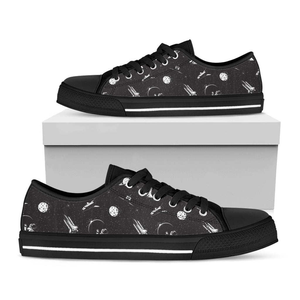 Astronaut In Space Pattern Print Black Low Top Sneakers
