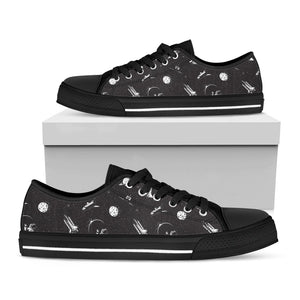 Astronaut In Space Pattern Print Black Low Top Sneakers