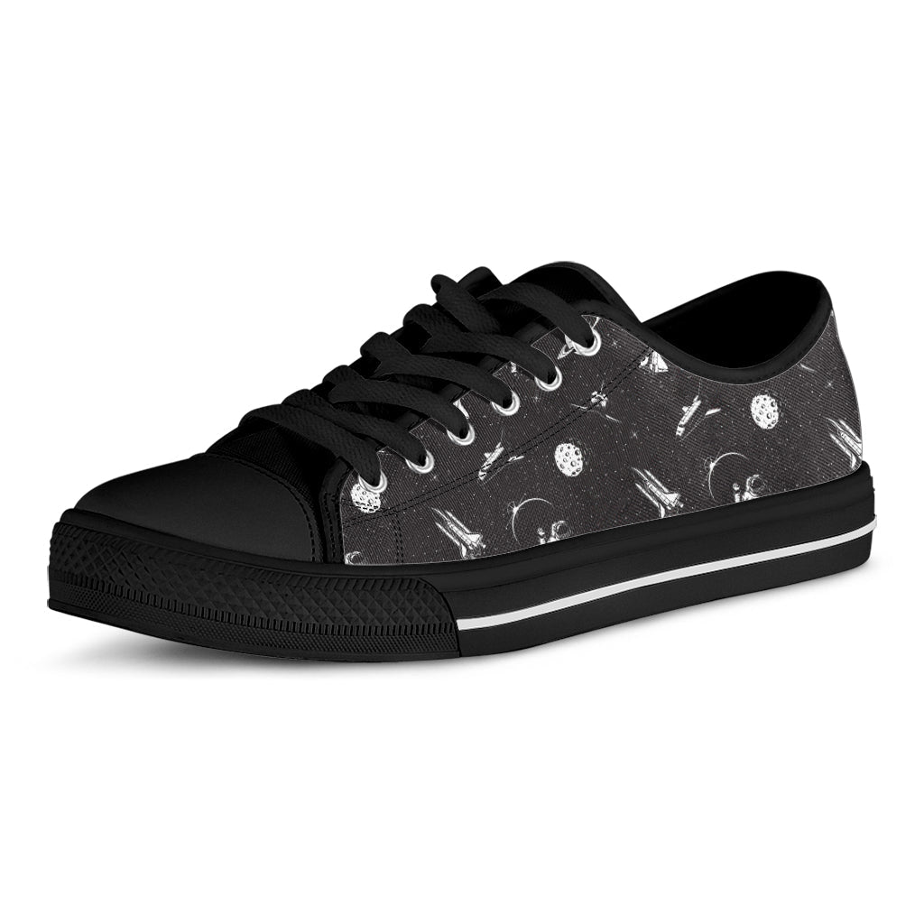 Astronaut In Space Pattern Print Black Low Top Sneakers