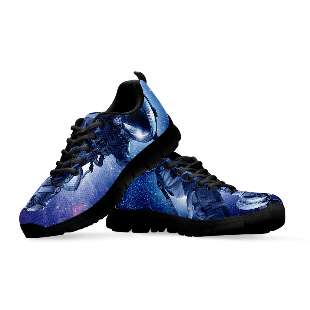 Astronaut On Space Mission Print Black Running Shoes