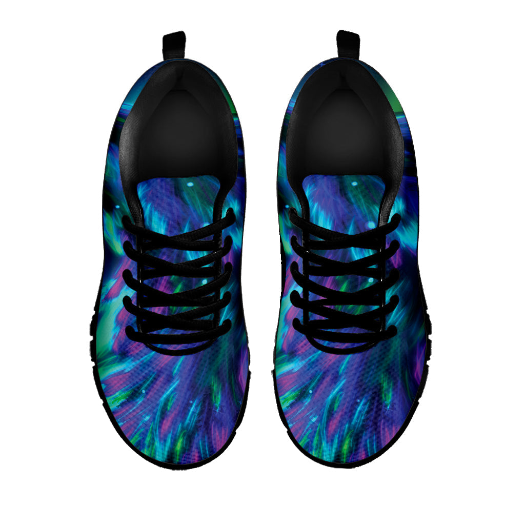 Aurora Howling Wolf Spirit Print Black Running Shoes