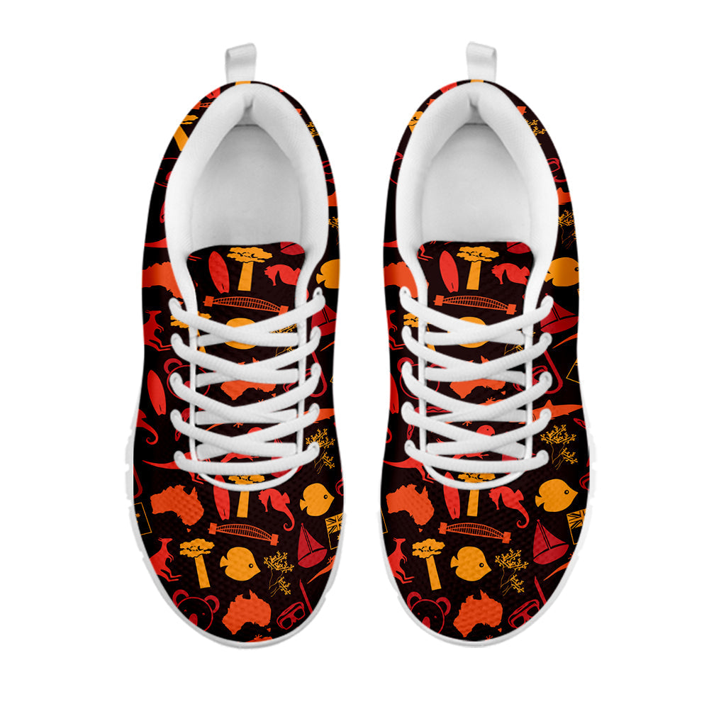 Australia Country Pattern Print White Running Shoes