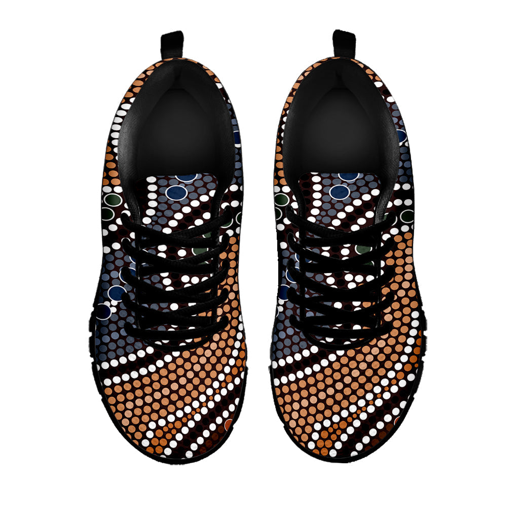 Australia River Aboriginal Dot Print Black Running Shoes