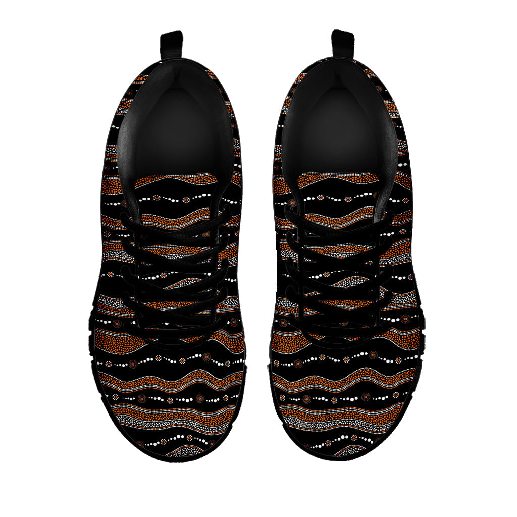 Australian Aboriginal Indigenous Print Black Running Shoes
