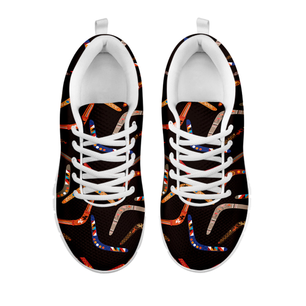 Australian Boomerang Pattern Print White Running Shoes