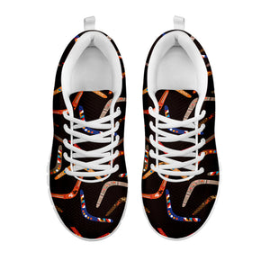 Australian Boomerang Pattern Print White Running Shoes