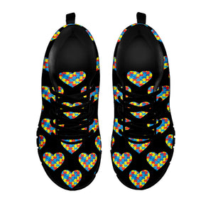 Autism Awareness Heart Pattern Print Black Running Shoes
