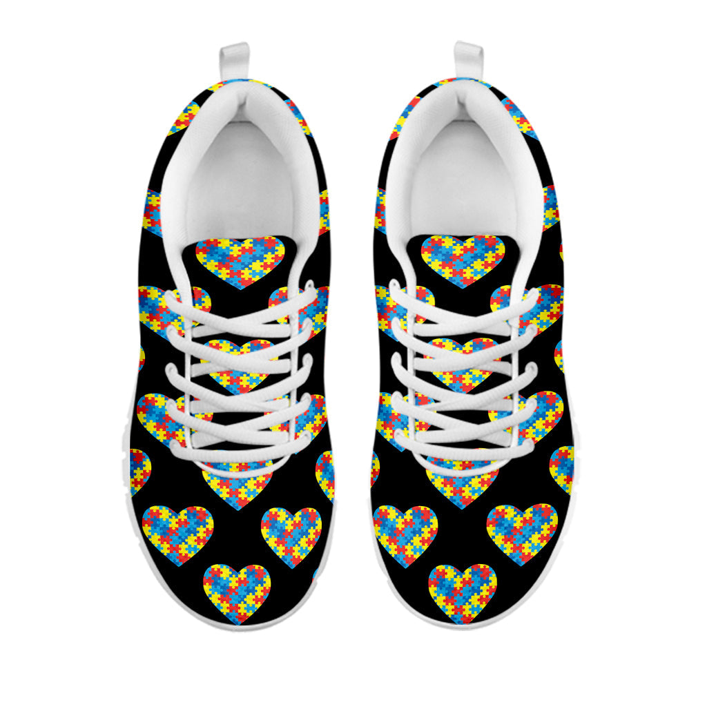 Autism Awareness Heart Pattern Print White Running Shoes