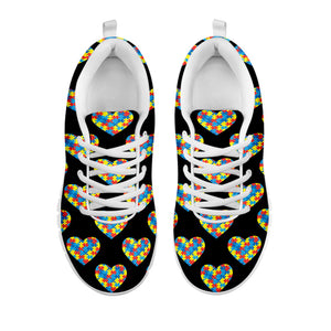 Autism Awareness Heart Pattern Print White Running Shoes