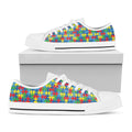 Autism Awareness Jigsaw Print White Low Top Sneakers