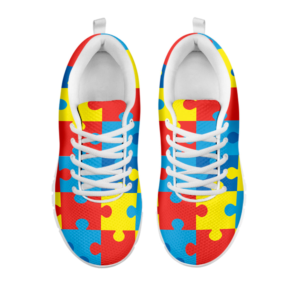 Autism Awareness Pattern Print White Running Shoes