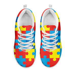 Autism Awareness Pattern Print White Running Shoes