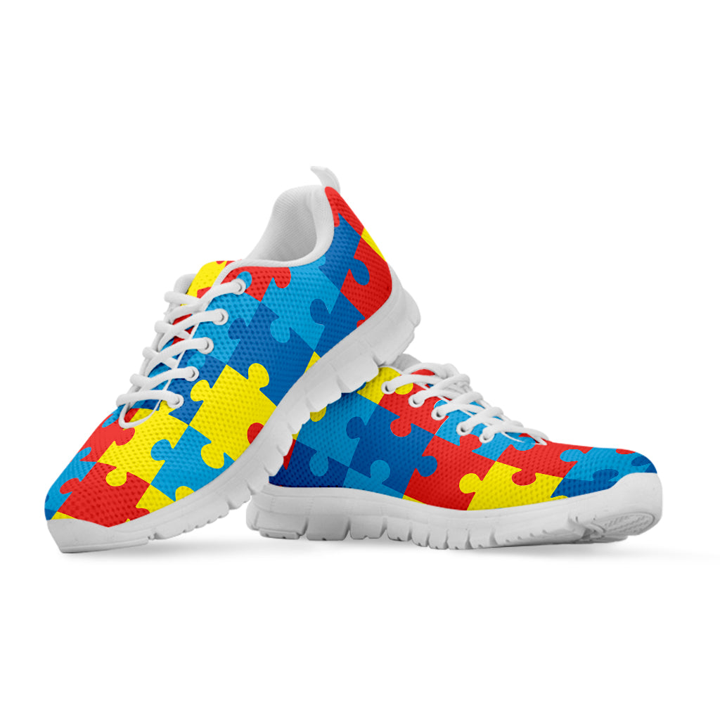 Autism Awareness Pattern Print White Running Shoes