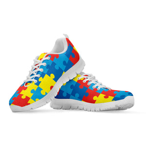 Autism Awareness Pattern Print White Running Shoes