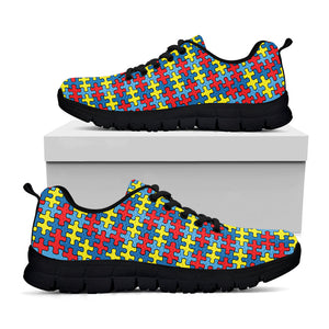 Autism Awareness Puzzle Print Black Running Shoes