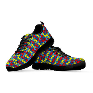 Autism Awareness Puzzle Print Black Running Shoes