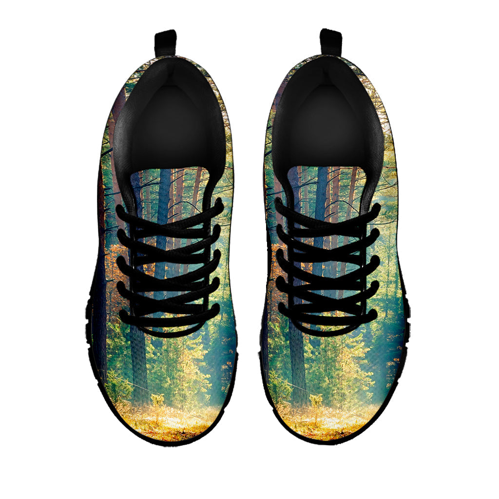 Autumn Forest Print Black Running Shoes