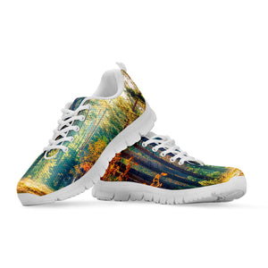 Autumn Forest Print White Running Shoes