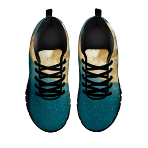 Autumn Full Moon Print Black Running Shoes