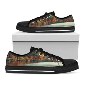 Autumn Lake Print Black Low Top Sneakers