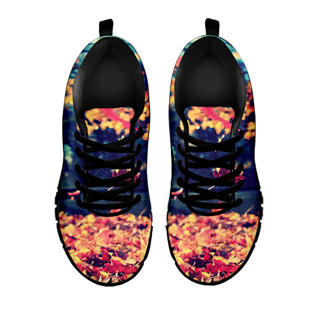 Autumn Leaves Print Black Running Shoes