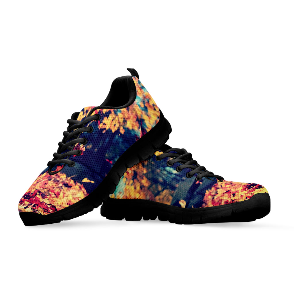 Autumn Leaves Print Black Running Shoes