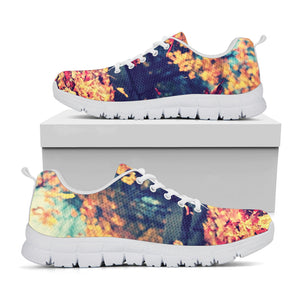Autumn Leaves Print White Running Shoes