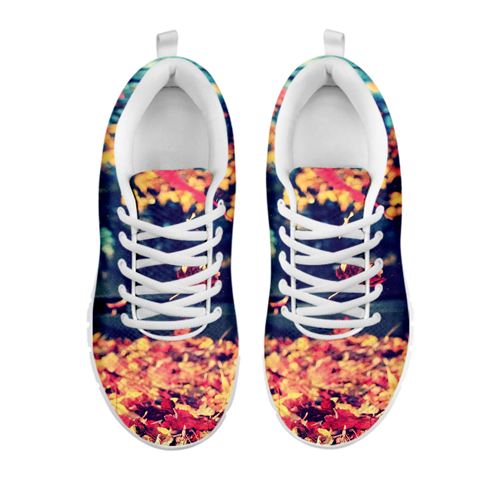 Autumn Leaves Print White Running Shoes