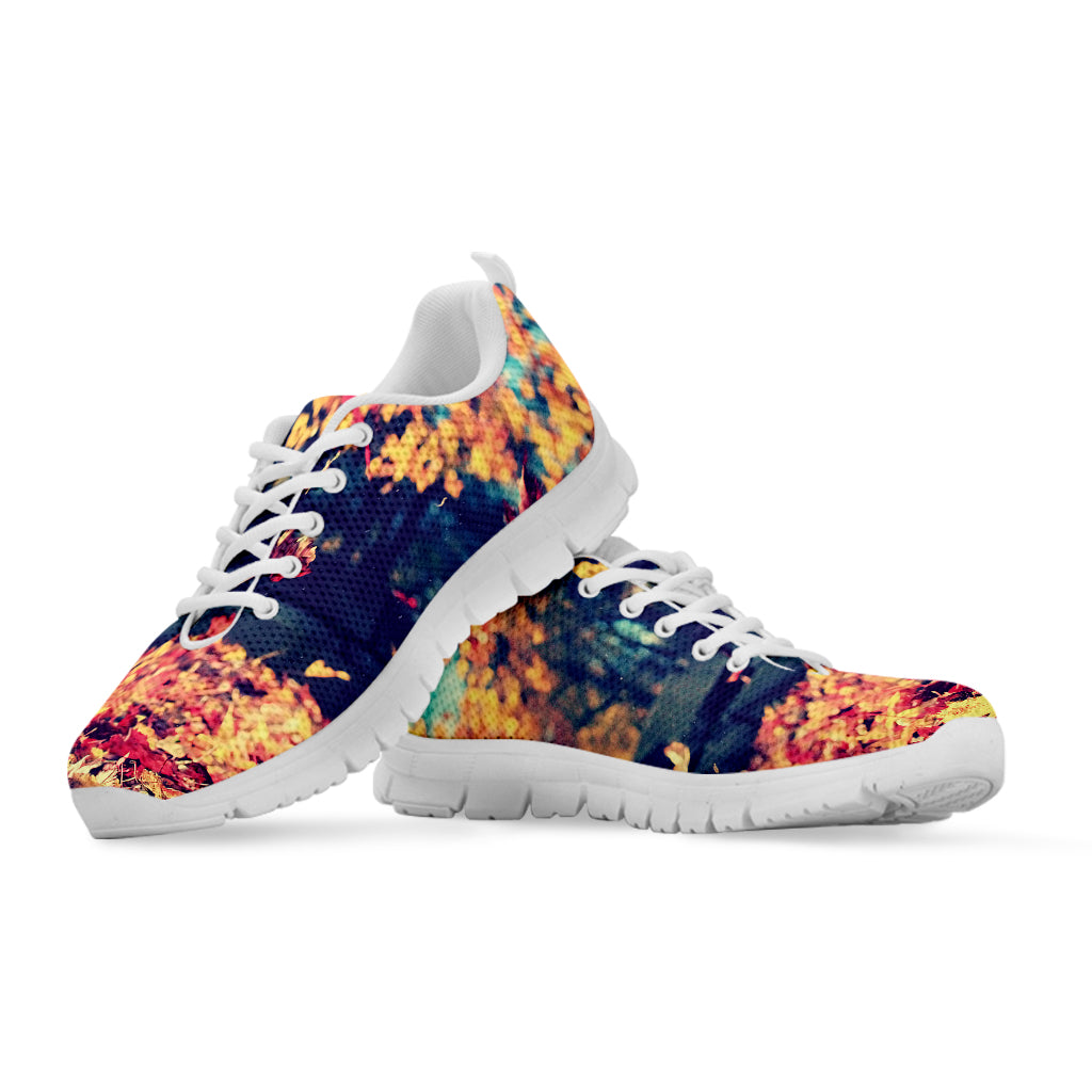 Autumn Leaves Print White Running Shoes