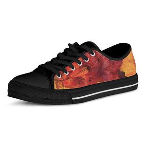 Autumn Maple Leaf Print Black Low Top Sneakers