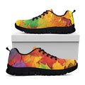 Autumn Maple Leaves Print Black Running Shoes