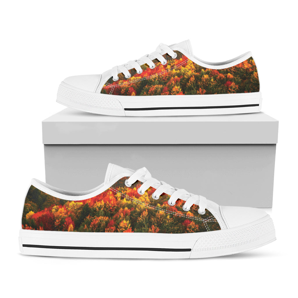 Autumn Mountain Print White Low Top Sneakers