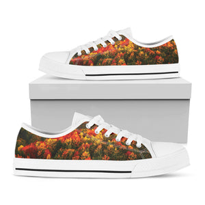 Autumn Mountain Print White Low Top Sneakers
