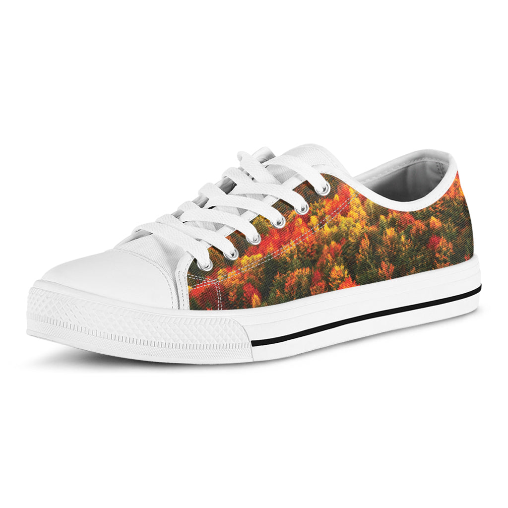 Autumn Mountain Print White Low Top Sneakers