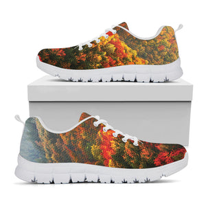 Autumn Mountain Print White Running Shoes