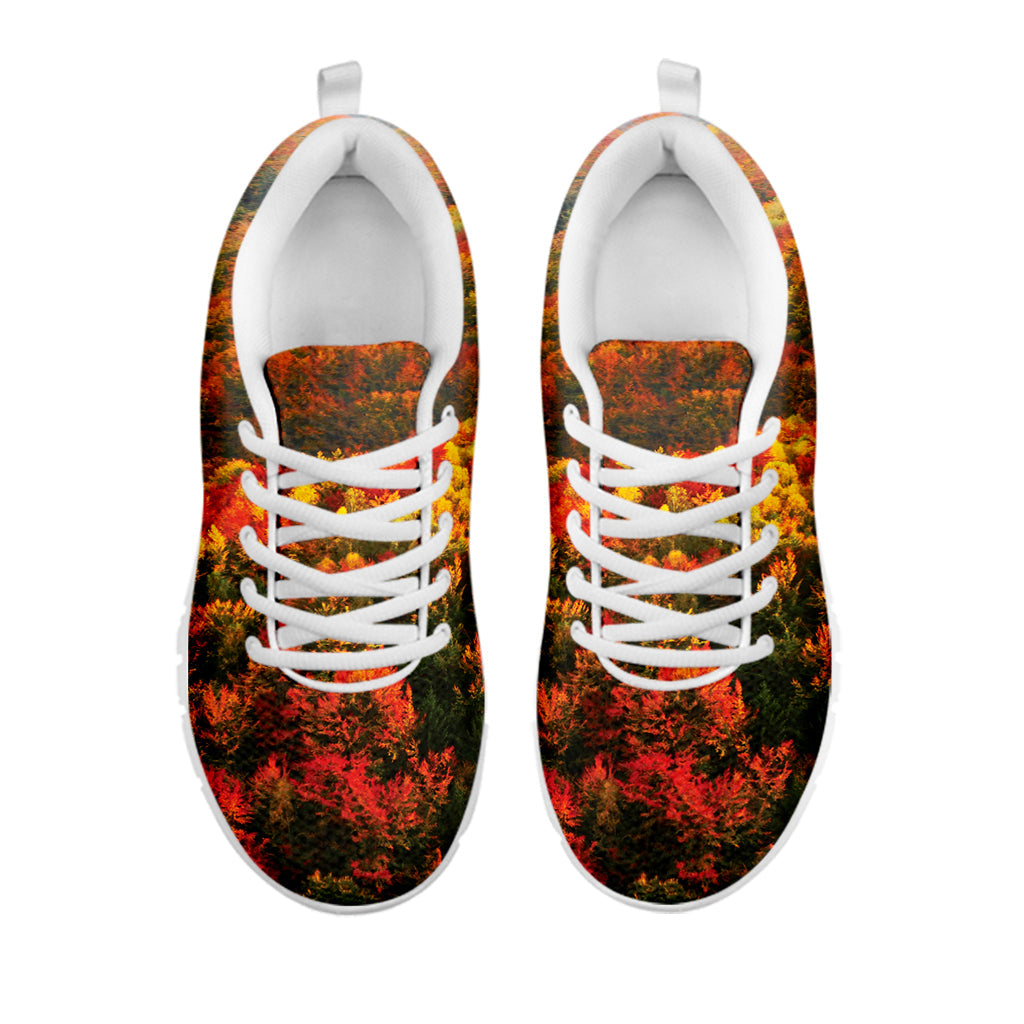 Autumn Mountain Print White Running Shoes