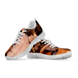 Autumn Oak leaf Print White Running Shoes