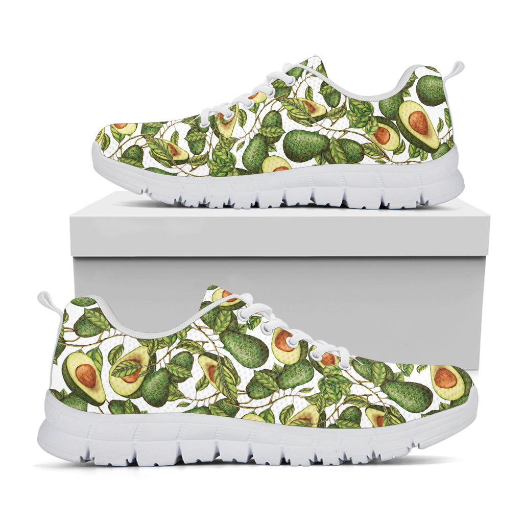 Avocado Cut In Half Drawing Print White Running Shoes