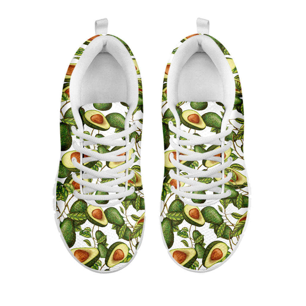 Avocado Cut In Half Drawing Print White Running Shoes