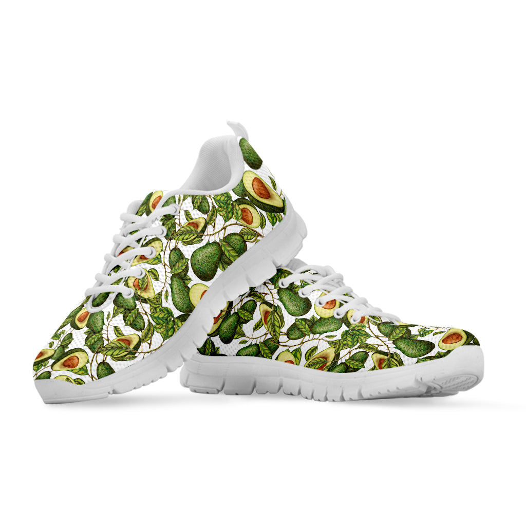 Avocado Cut In Half Drawing Print White Running Shoes