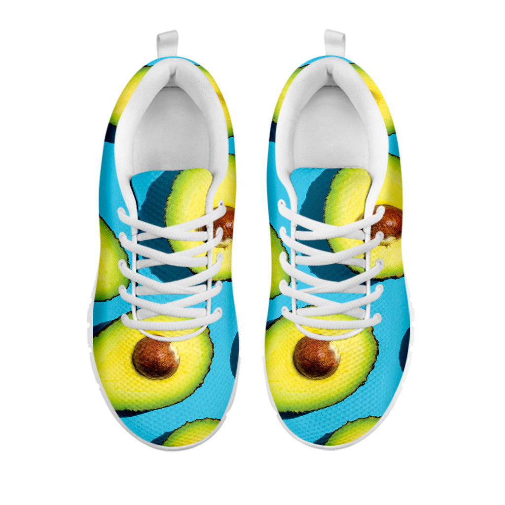 Avocado Cut In Half Print White Running Shoes