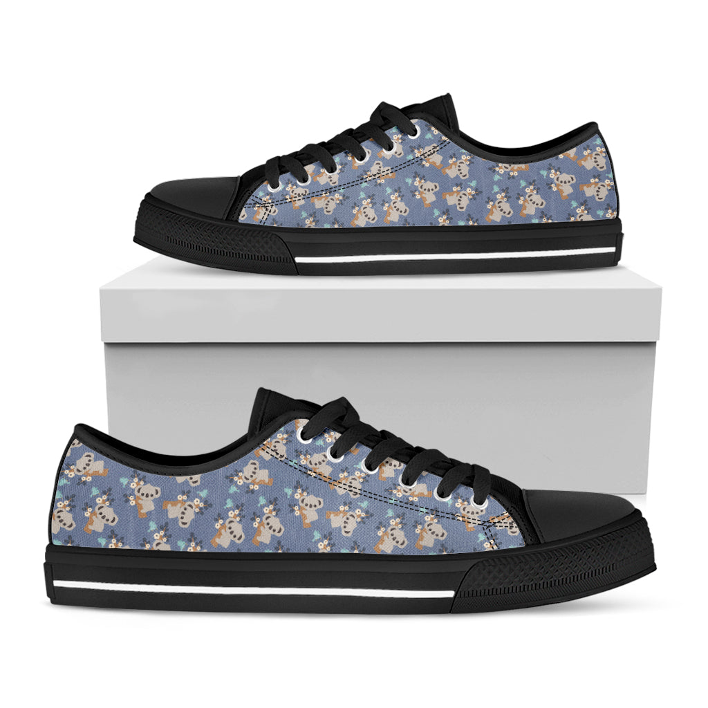 Baby Koala Pattern Print Black Low Top Sneakers