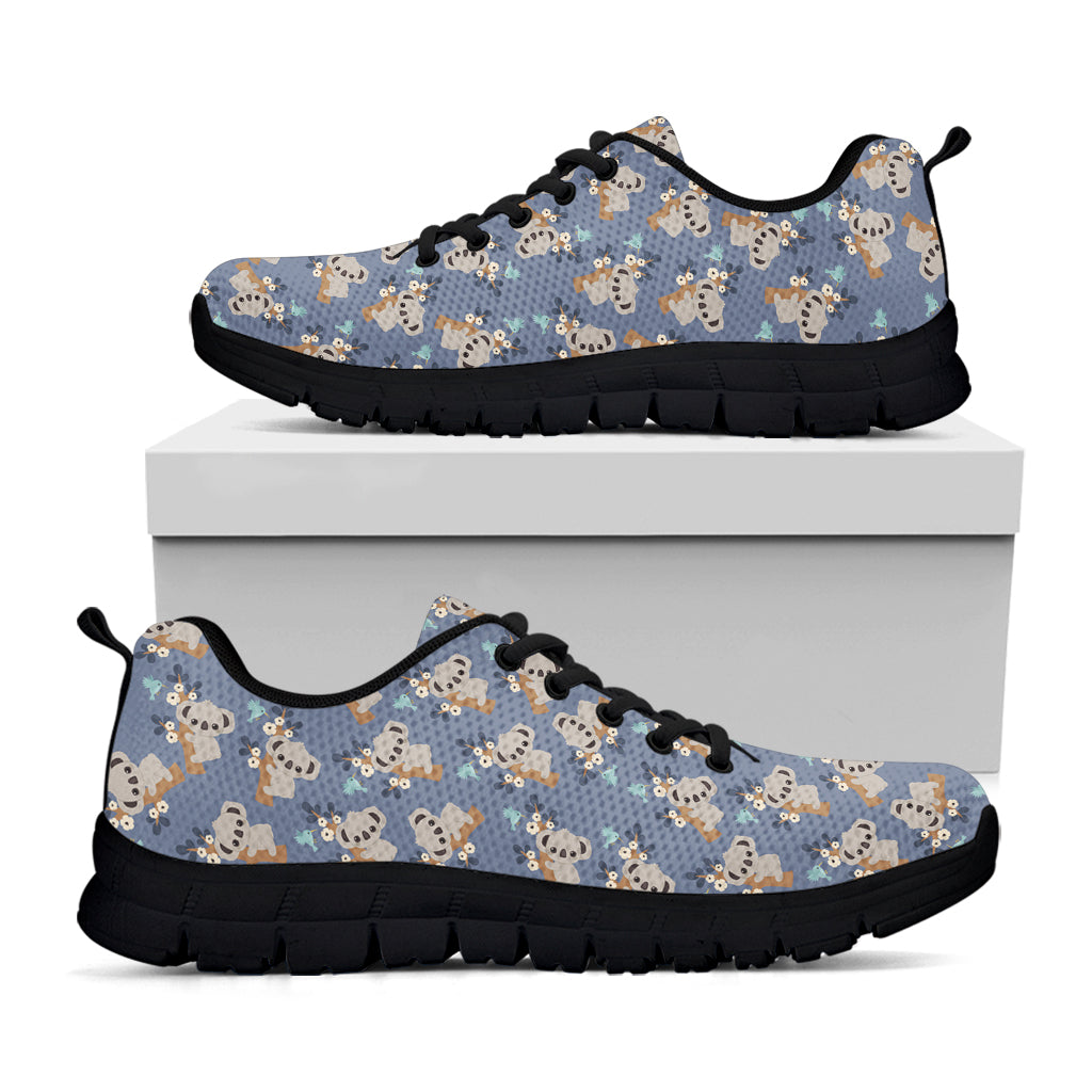 Baby Koala Pattern Print Black Running Shoes