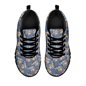 Baby Koala Pattern Print Black Running Shoes