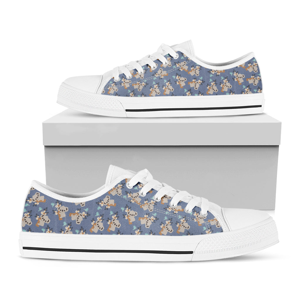 Baby Koala Pattern Print White Low Top Sneakers