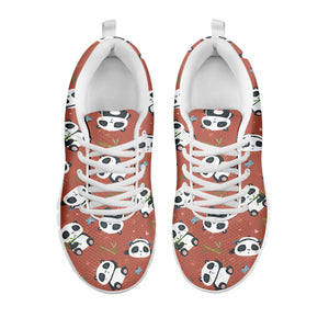 Baby Panda And Bamboo Pattern Print White Running Shoes