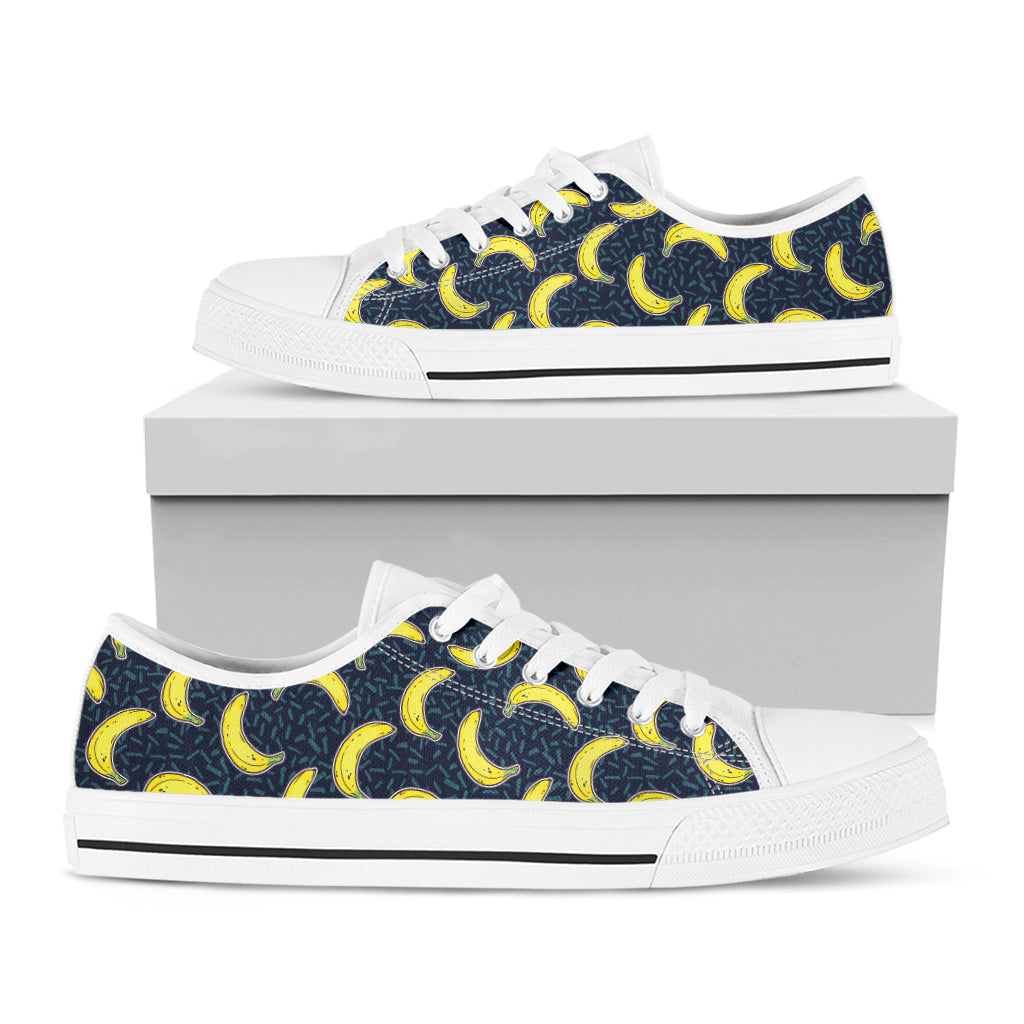 Banana Fruit Pattern Print White Low Top Sneakers