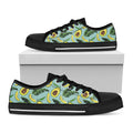 Banana Leaf Avocado Pattern Print Black Low Top Sneakers