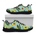 Banana Leaf Avocado Pattern Print Black Running Shoes
