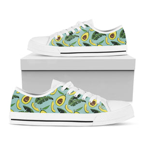 Banana Leaf Avocado Pattern Print White Low Top Sneakers
